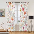 thumbnail image 2 of Kitchen Curtains 84 Inch Length 2 Panels, Flower Grommets Window Treatment Curtain, Eucalyptus Plant Garden Red Floral Watercolor Thermal Curtains Drapes for Living Room/Bathroom, 2 of 9