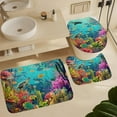 thumbnail image 6 of 4Pcs Abstract Ocean Shower Curtain Sets, Bath Mat and Rugs, Fantasy Coral Sea Turtle Jellyfish Shower Curtain with Hooks for Bathroom, 6 of 8