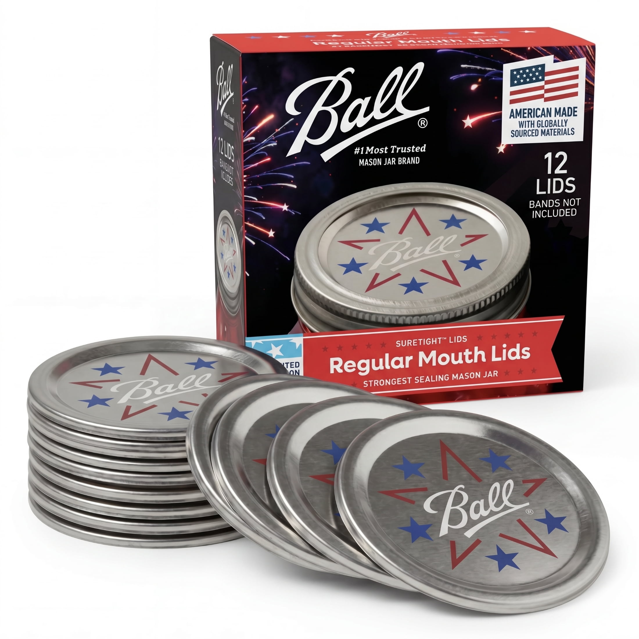 (3 pack) Ball Limited Edition Americana Mason Jar Lids, Regular Mouth Lids for Mason Jars, 12 Pack