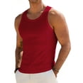 thumbnail image 2 of Fabrcox Men Tank Tops Quick Dry Crew Neck Men Sleeveless Shirt Big and Tall Fitted Ribbed Gym Fishing Mens Muscle Shirt Red XXL, 2 of 7