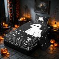 thumbnail image 2 of Homewish Cute Ghost Twin Sheets, Halloween Bedding, Black White, 3pcs (1 Flat Sheet, 1 Fitted Sheet and 1 Pillowcase), 2 of 6