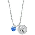 thumbnail image 1 of Delight Jewelry Blue Crystal Heart Silvertone Script Initial Disc - V - Charm Necklace, 20"+3", 1 of 4