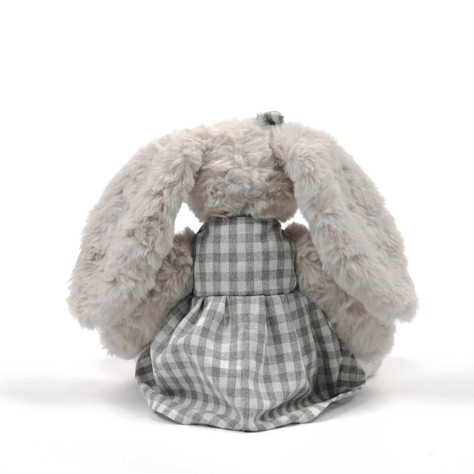 Gray Bunny Plush Toy with Simple Dress, Soft Rabbit Plush Doll for Cozy Home Decor
