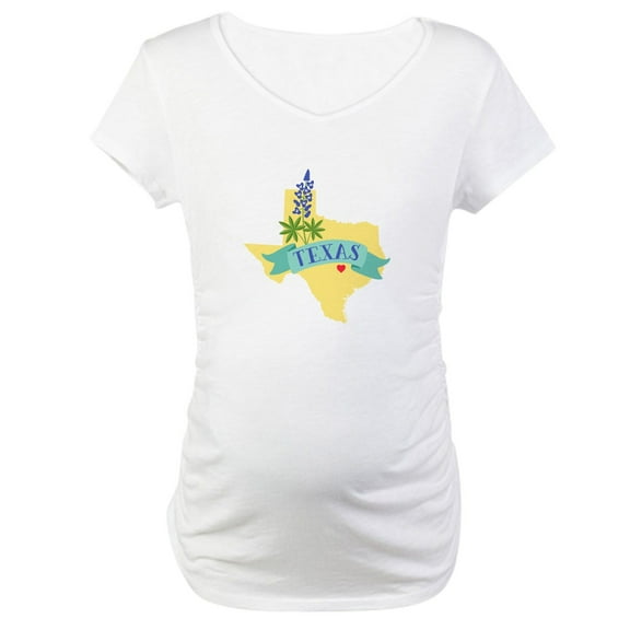 CafePress - Texas State Outline Bluebonnet Flower Maternity T - Cotton Maternity T-shirt, Cute & Funny Pregnancy Tee