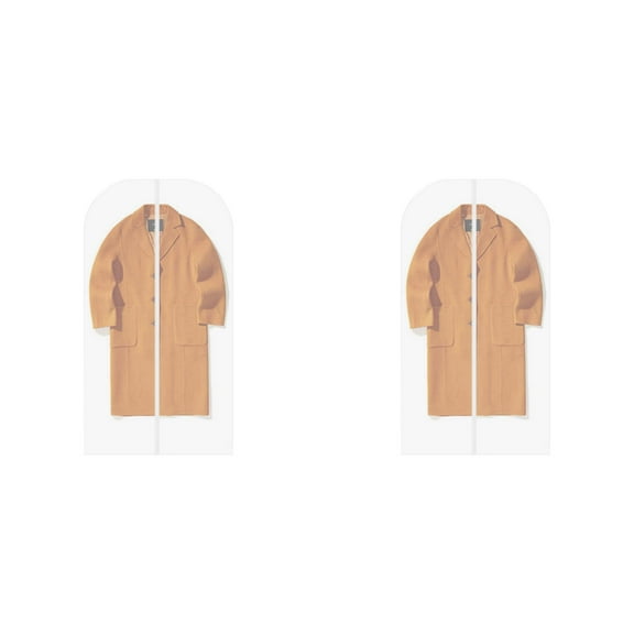 2PCS Clear Garment Bags for Hanging Clothes - Dust Proof Clothes Covers for Suits, Dresses & Coats, Moth Proof Clothing Storage Bags for Closet, Travel & Dry Cleaning