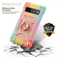 thumbnail image 7 of Nalacover Heavy Duty Case for Google Pixel 6 Pro, Armor Military Grade Ring Holder Kickstand Rugged PC Soft TPU Shockproof Cover Magnetic Car Mount Triple Layers Colors Design Case,Rainbow, 7 of 7