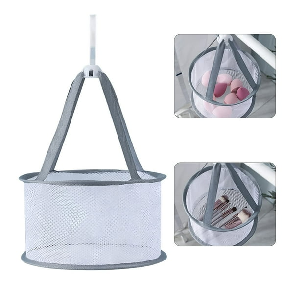 WHEANG Clearance Mini Mesh Shower Dry Basket Bath Organizer Storage for Makeup Brush Hanging Drying Net Beauty Sponge Windproof Airing Drip Dryer Rack for Bathroom Laundry