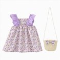 thumbnail image 1 of Gubotare Robe Fillette Tout-Petit Robe d'Été Bretelles Froncée Plage Décontractée Petite Fille Robe Soleil 2T 3T (Violet,2-3 Ans), 1 of 4