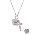 thumbnail image 2 of Delight Jewelry Silvertone Nurses Rock on AB Crystal Heart Everlasting Love Engraved Cross Zoey Necklace, 28", 2 of 4