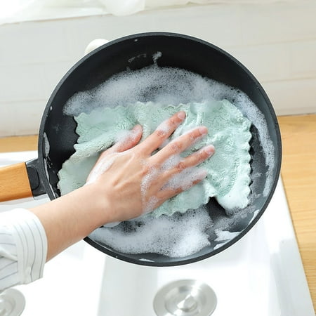 

〖Yilirongyumm〗Kitchen Organization Kitchen Nonstick Hanging Coral 8Pcs Velvet Dishclout Hand Towels Home Textiles