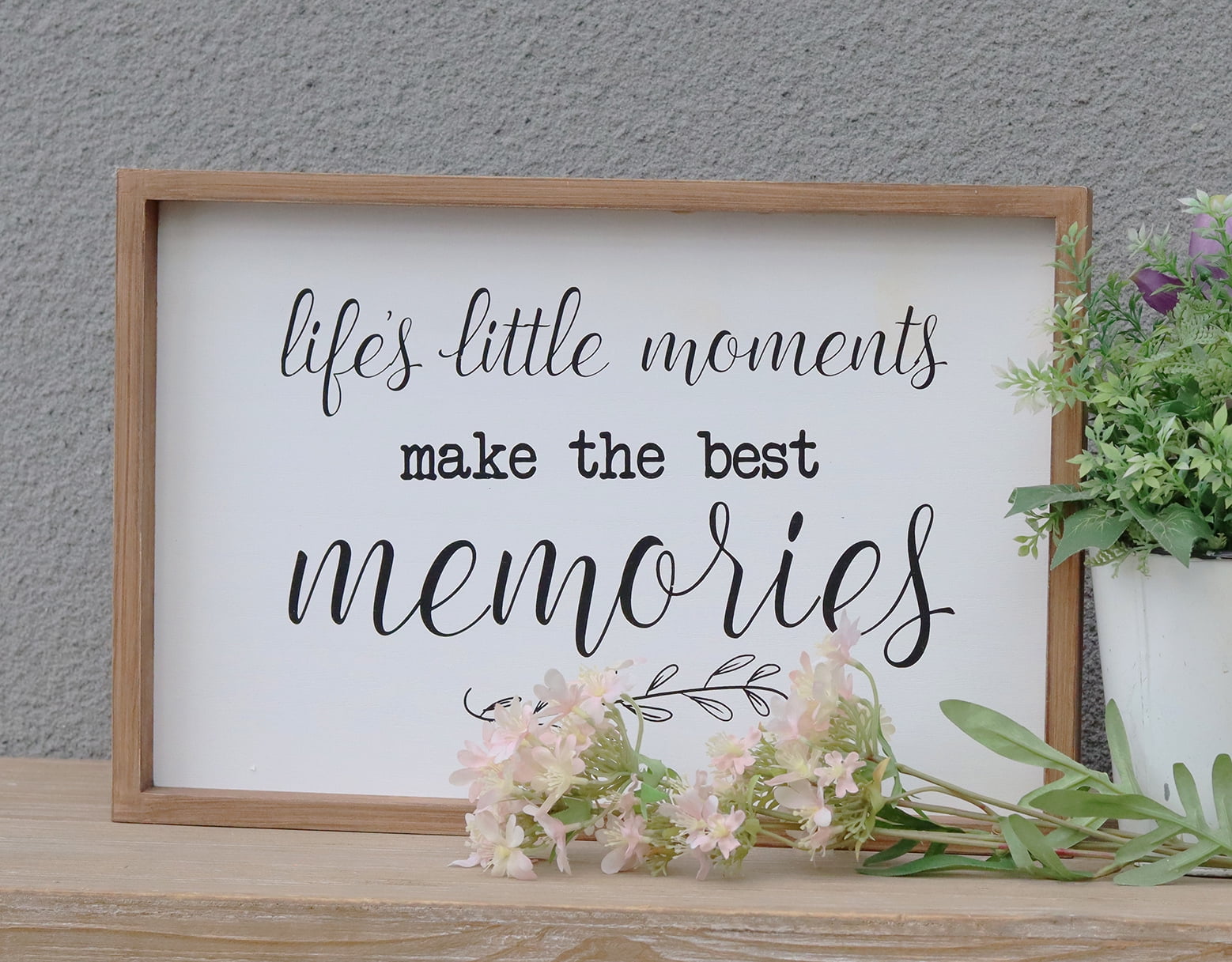 Parisloft Life's Little Moments Rusitc Wood Wall Sign, Brown, White, Black, 15.75'W