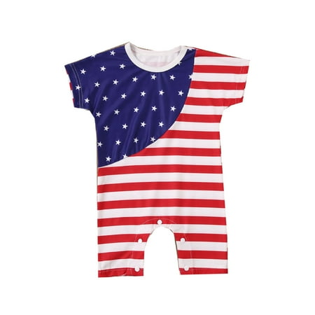 

wsevypo Independence Day Baby Girls Clothes Short Sleeve Bodysuit/Sleeveless Romper+Star Printed Headband