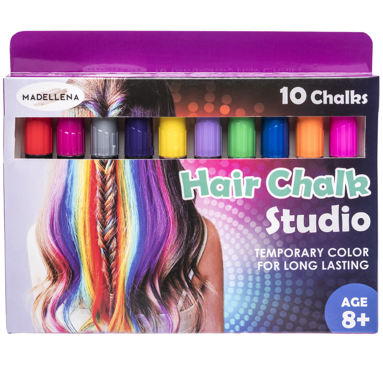 GirlZone Hair Chalk Set For Girls - 10 Piece Temporary Hair Chalks