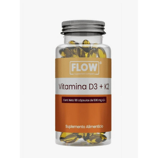 Suplemento FLOW - Vitamina D3 con Vitamina K2, Aceite de Oliva y Extracto de Baya de Saucoon 90 cápsulas de 500 mg c/u