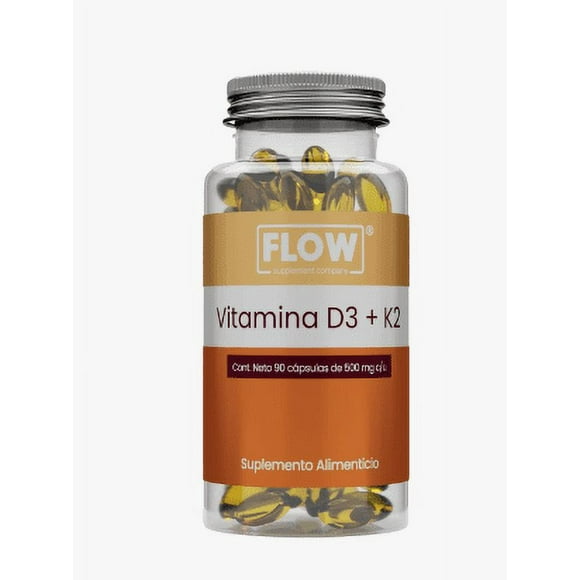 Suplemento FLOW - Vitamina D3 con Vitamina K2, Aceite de Oliva y Extracto de Baya de Saucoon 90 cápsulas de 500 mg c/u