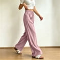 thumbnail image 7 of yeiolnoer Pants for Women Drawstring Elastic Waist Pants Casual Wide Leg Long Pants with Pocket Fashion Outfit(Pink,X-Large), 7 of 7