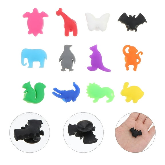 Toddmomy 12Pcs Creative Animals Design Silicone Wine Glass Marker for Party and Banquet 3x0.87x0.39in