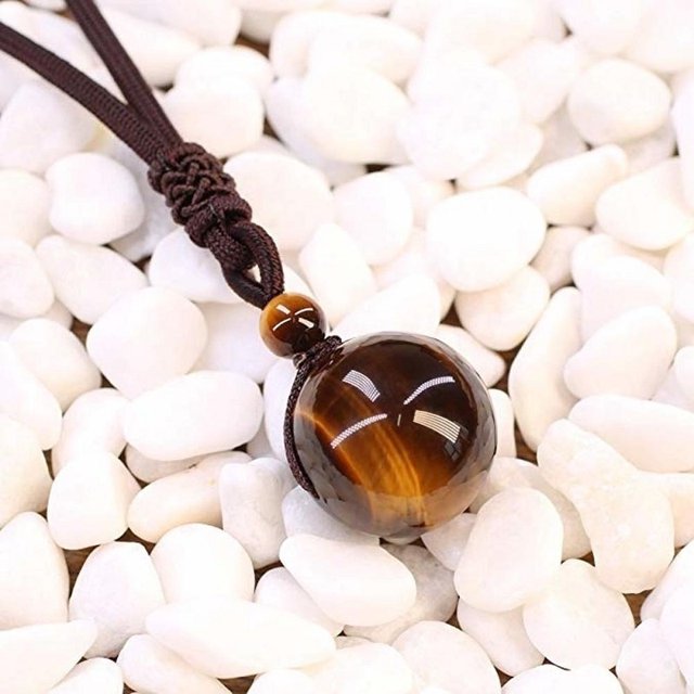 Pure Natural Tiger's Eye Stone Pendant Necklace - Adjustable Lucky Blessing Beads for Health and Wealth