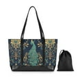 thumbnail image 7 of FORMRS Canvas Laptop Tote Bag for Women with 15.6" Computer Compartments Shoulder Handbag, Navy Blue Peacock Pattern, 7 of 7