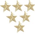 thumbnail image 1 of Paquete de 6 adornos para árboles de Navidad: adornos colgantes de estrellas con purpurina dorada, adornos festivos, dorados, 3,5 pulgadas, 1 of 5