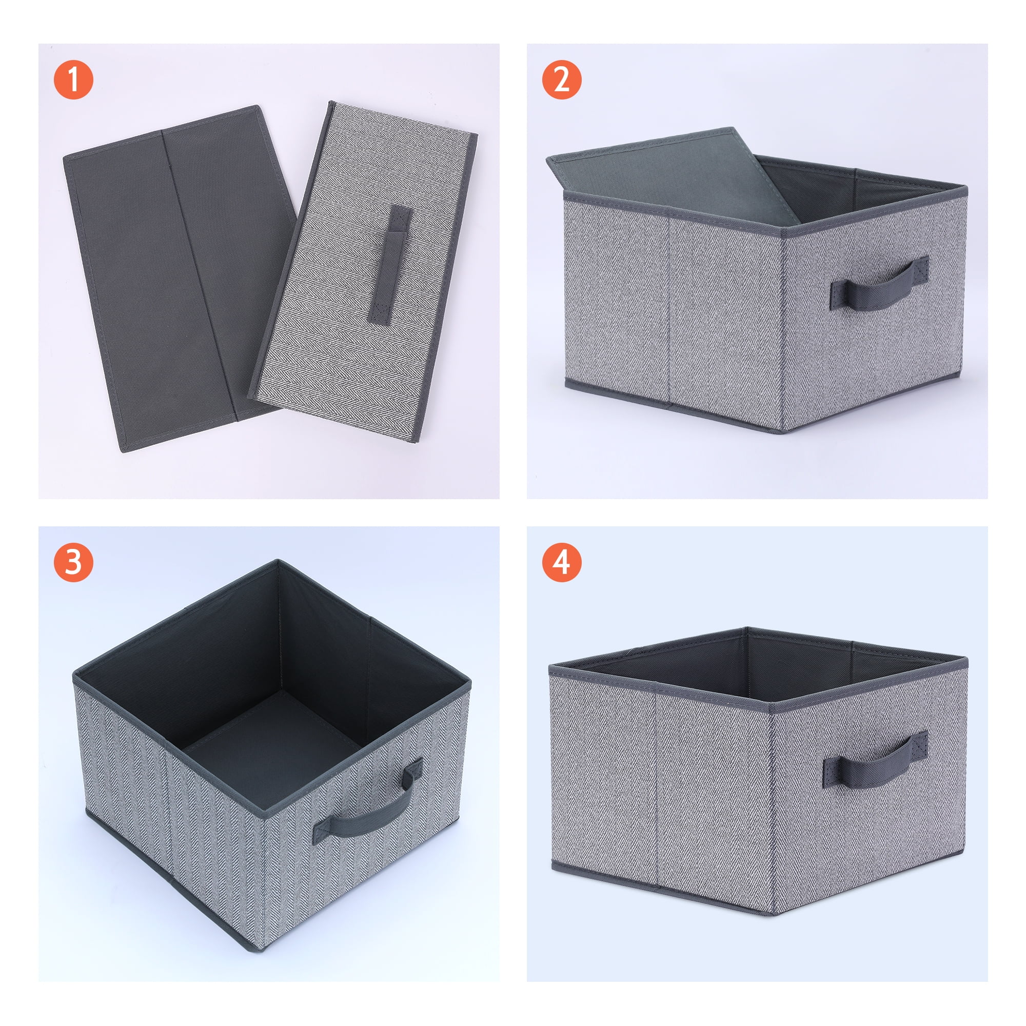 Unique Bargains Storage Cube Bin with Handles 1 Pack Collapsible Storage Basket Grey S