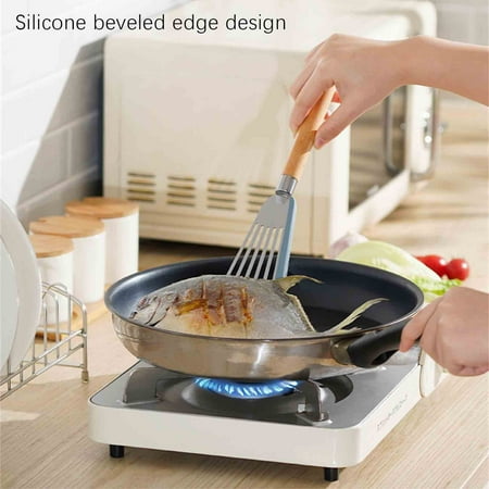 

Kehuoyezai Shovel Silicone Stainless Steel Nonstick Spatula Turner Fish Spatula with Edge Kitchen Slotted Spatula Turner