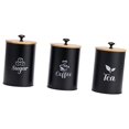 thumbnail image 3 of simhoa 3 Pieces Coffee Sugar Tea Storage Jars Multifunction Sturdy with Bamboo Lids Black, 3 of 8