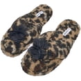 thumbnail image 3 of Cute Plush Cozy Sherpa Shearling Thong Slide Womens Flip Flops Flower Slippers (US 5-6, Jaguar), 3 of 4