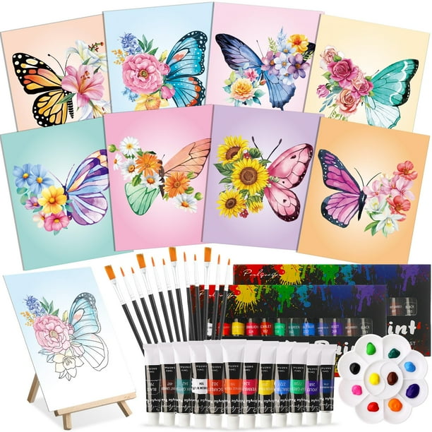 Set de sorbos para pintar con forma de mariposa, 20 x 25 cm, Art Craft Kit Cholemy