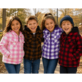 thumbnail image 2 of TrailCrest by Treel Kids Hooded Fleece Jacket – Warm Zip Up Plaid Coat with Pockets, Checkered Winter Outerwear, Red & Black Plaid, 3T, 2 of 9