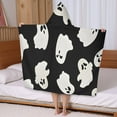 thumbnail image 5 of Black Halloween Ghost Silhouettes Hooded Bath Towel，50"x30" for Ages 3 To 12 Kids, Quick Dry Lightweight Soft Microfiber Hood Beach Towel Cover Up for Kids, 5 of 7