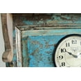 thumbnail image 2 of Wooden Wall Clock made from Old Wooden Window with Brass Hook, Ivory White, 2 of 4