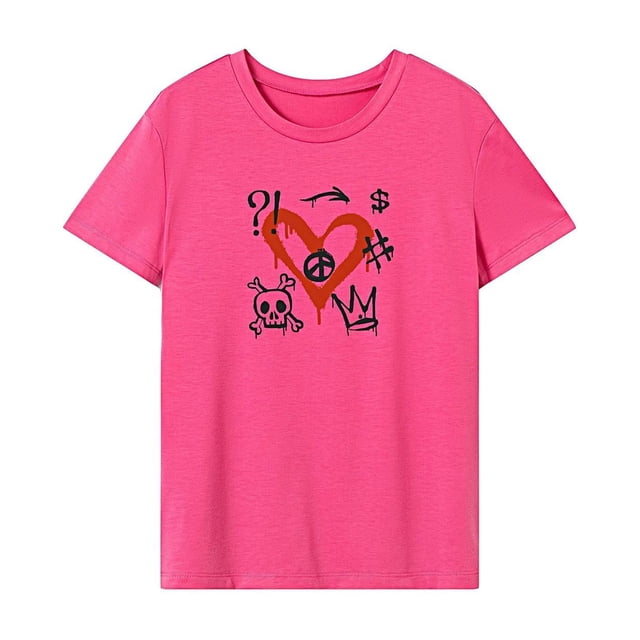Camiseta de mujer disfraz de verano camisa con cuello redondo para caminar regalo del día de San Valentín SG