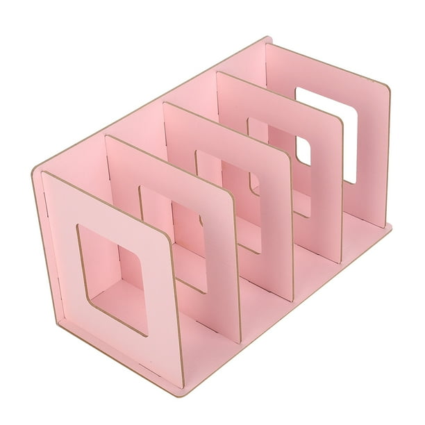Organizador De Estantería De Escritorio, Estante Organizador De Libros De Encimera De Madera - Mini Librería De Almacenamiento Independiente Portador De Libros Fijo para Oficina Escuela Hogar(Rosa)
