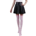 thumbnail image 3 of Women's Extra Long Striped Socks Over Knee High Opaque Stockings (Pink & White), 3 of 4
