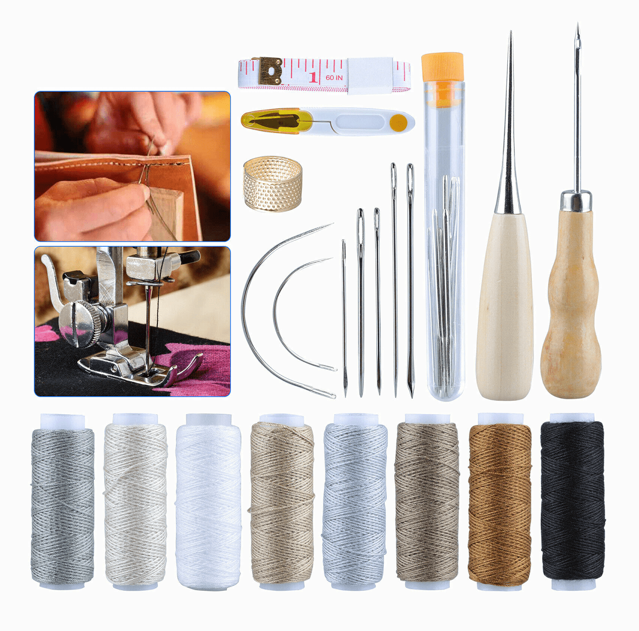 Upholstery Sail  Carpet Leather Canvas Curved Hand Sewing Needles Set Repair Kit 