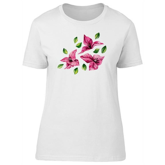 Pink Bougainvillea Watercolor T-Shirt Women -Image by Shutterstock, Female x-Large