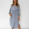 thumbnail image 2 of Women Plus Size Dresses Casual Long Sleeves Floral Print Button Down Dress V Neck Tshirt Boho Midi Dress Side Slit, 2 of 5