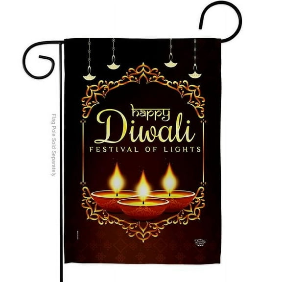 Ornament Collection G192473-BO Celerate Diwali Celebration Double-Sided Decorative Garden Flag, Multi Color