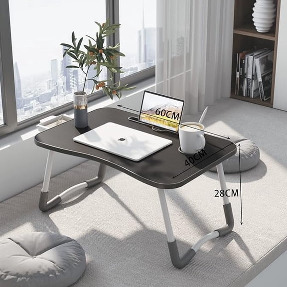 Lap Desk, Portable Foldable Desk with Drawers, Cup Holder and Phone Stand, Knee-high Table for Writing, Reading and Having Breakfast on Low Cushions or Adult Lounge Chairs