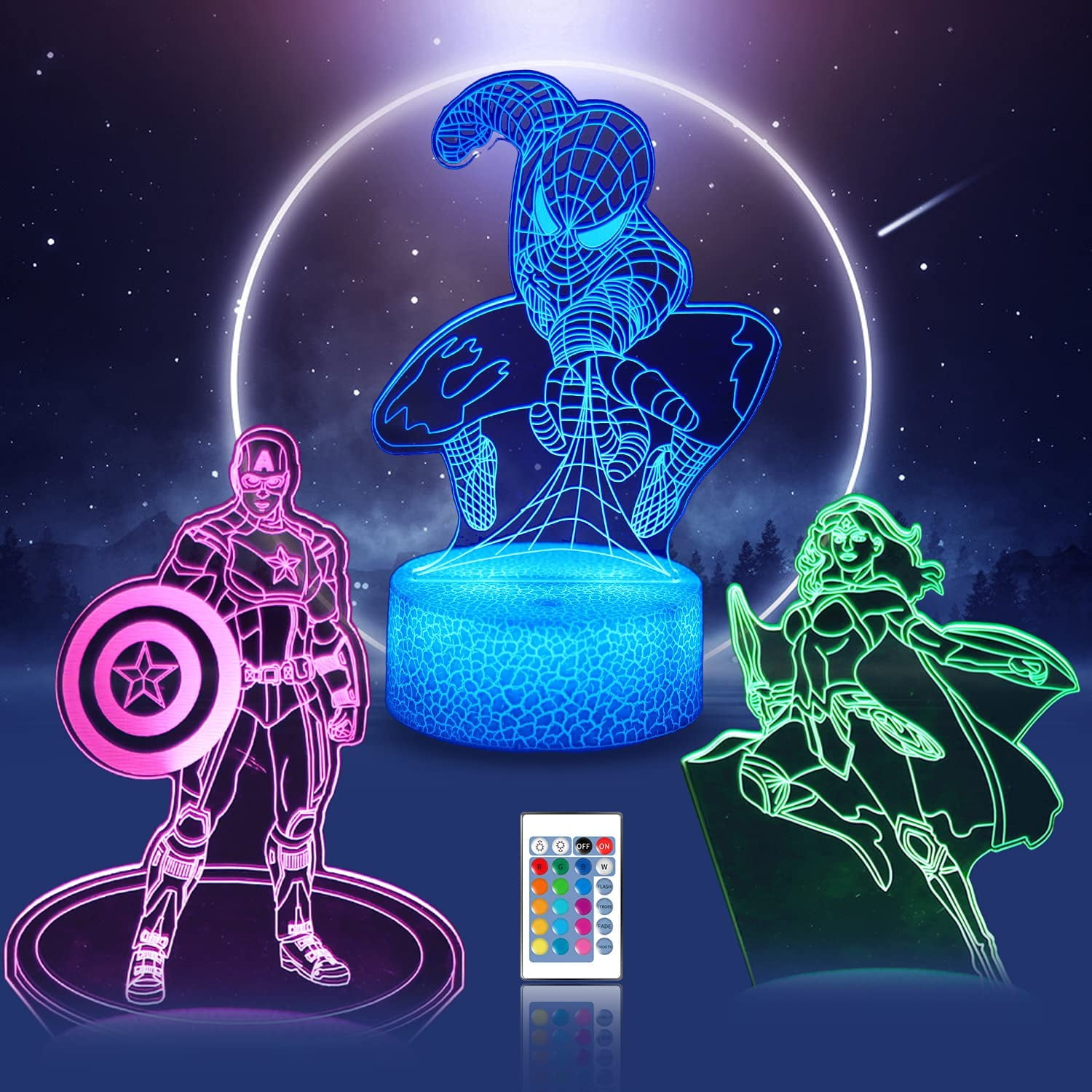 led superhero 3d night light