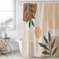 thumbnail image 4 of Bohemian Bathroom Shower Curtains with 12 Hooks Polyester Waterproof Shower Curtain for Stalls and Bathtubs Abstract Boho Circle Striped Leaves Beige Decorative Bathroom Privacy Curtain 36x72 Inches, 4 of 9