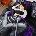 thumbnail image 4 of Castle Fairy Female Men Gothic Skeleton Twin Bedding Sets 7-Piece,Purple Floral Rose Bedding Comforter Set Microfiber,Happy Valentine's Day Breathable Sheet Sets,Ultra Soft Home Decor,Reversible, 4 of 8