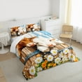 thumbnail image 3 of Manfei Cute Highland Cow Bedding Comforter Set for Kids, White Orange Daisy Twin Comforter Sets, Barn Door Lodge Cabin Bedding Set, Lightweight Room Decor 2 Pieces, 3 of 8