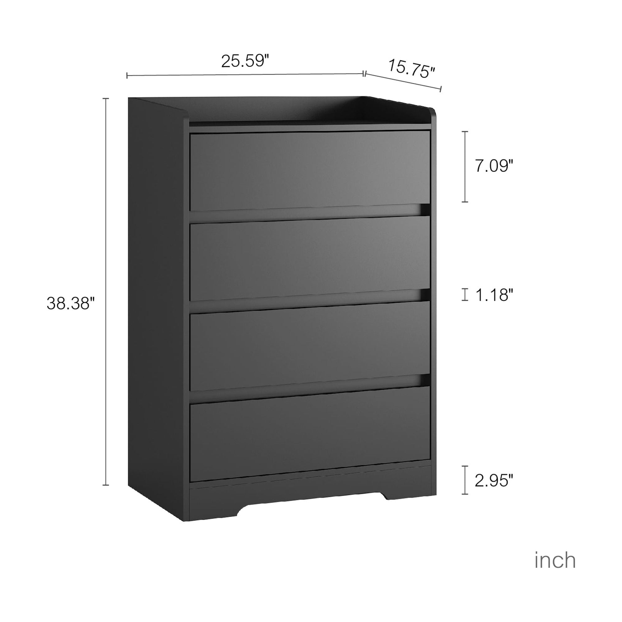 4 Drawer Dresser,Chest of Drawers with Hide Handle for Bedroom,Modern Wooden Storage Cabinet for Living Room,Entryway,Hallway,Office,Wood