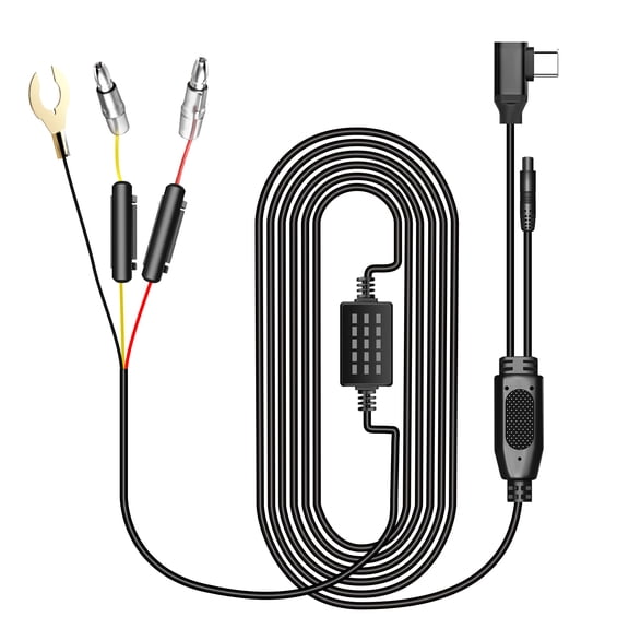 INSEETECH Hardwire Kit for 10.88" 3-Channel Mirror Dash Cam, 12–24V to 5V Mini USB, Low-Voltage Protection, Parking Mode