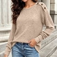 thumbnail image 5 of Inverlee Womens Crewneck Long Sleeve Ribbed Button Shoulder Pullover Loose Soft Knit for Casual Daily Sweater Oversized Relaxed Fit Autumn Layering BlouseS-XXL, 5 of 8