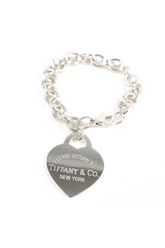 Pre-Owned TIFFANY & Co. Return to Tiffany 925 Large Heart Tag Bracelet, Silver, 42.78g, Women's