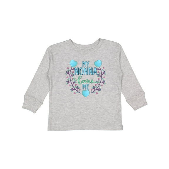 Inktastic My Nonna Loves Me with Flowers and Hearts Boys or Girls Long Sleeve Toddler T-Shirt