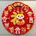 thumbnail image 1 of ruzhgo Fuzi Gate Sticker 3D Cartoon Flocking Zodiac Sticker Three Layer Spring Festival New Year Picture Sticker, 1 of 1